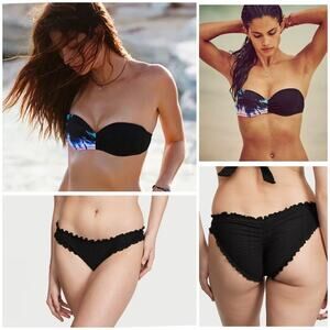 Victoria's Secret Tropical Print Bandeau Ruffle Bottom Bikini $189